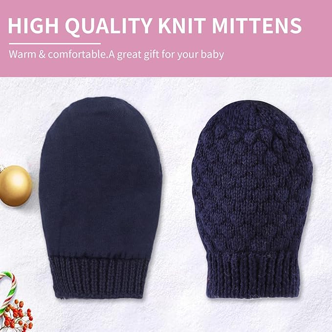 Baby Knit Mittens Toddler Boys Girls Gloves Winter Infant Newborn No Scratch Mitten 0-3 Years