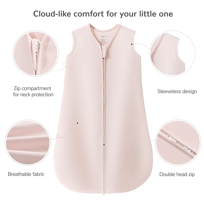 JELLYMONI Baby Sleep Sack 18-24 Months 100% Cotton Wearable Blanket, 0.5 TOG Soft Lightweight Toddler Sleeping Sack 3 Pack 2-Way Zipper Newborn Sleep Sacks