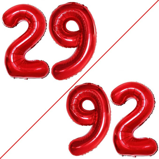 GOER Number 29 Balloons for 29th Birthday Party Decorations,42 Inch Jumbo Foil Helium 92 Balloons for 92nd Birthday Party Decoration (Red)