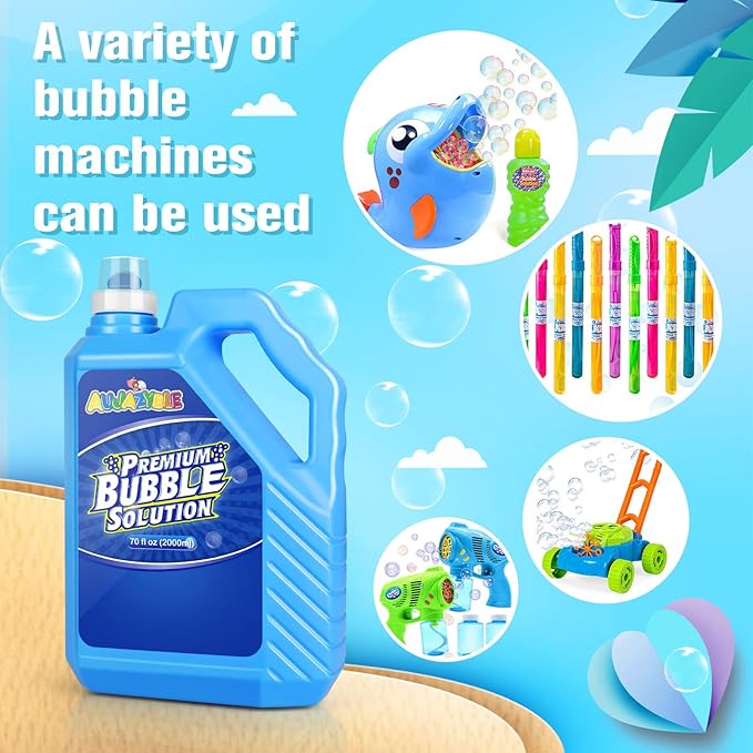 Bubble Solution Refill 70 OZ | Pre-Mix Premium Bubble Refill Solution No Measuring Required | Bubbles for Kids | Bubbles Refills | Bubbles Bulk | Bubble Machine Solution | Kids Easy Grip Bottle