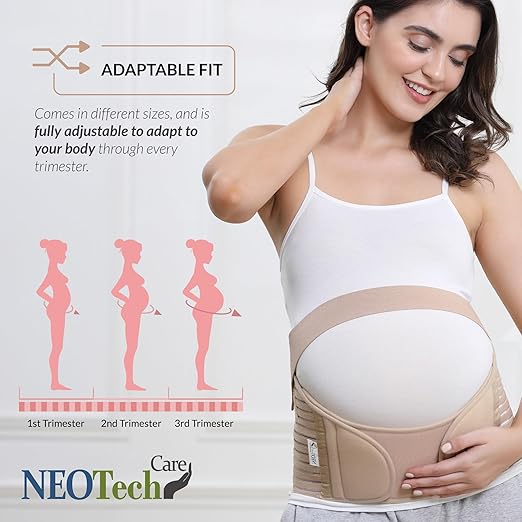 NeoTech Care Pregnancy Support Maternity Belt, Waist/Back/Abdomen Band, Belly Brace (Size XL, Beige Color)