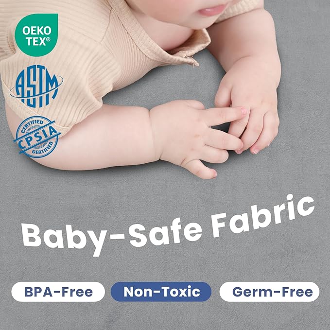 Baby Play Mat for Floor,1.3" Thick Memory Foam Tummy Time Mat,Soft Coral Velvet Nursery Rug,Large Non Slip for Crawling,Toddlers,Infants,Kids,Yoga & Tatami Style for Living Room(Dark Gray)