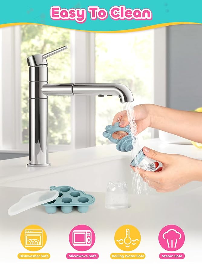 Breastmilk Popsicle Molds & Baby Fruit Food Feeder Pacifier, Silicone Baby Food Storage Containers, Baby Popsicle Molds Teething for Toddler Teething & Infant Self Feeding (Green)