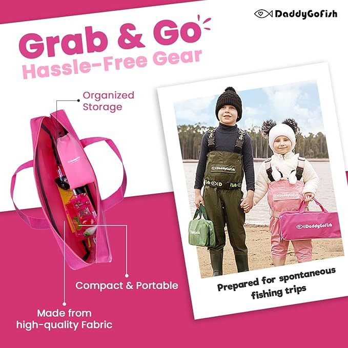 DaddyGoFish Kids Fishing Pole - Rod Reel Combo Tackle Box Starter Set - First Year Small Gear Kit for Boys Girls Toddler Youth Age Beginner Little Children