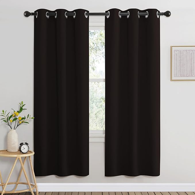 NICETOWN Room Darkening Curtains for Nursery, Grommet Thermal Insulated Light Blocking Window Treatments Sound Reducing for Bedroom, W37 x L72, 2 Panels, Toffee Brown