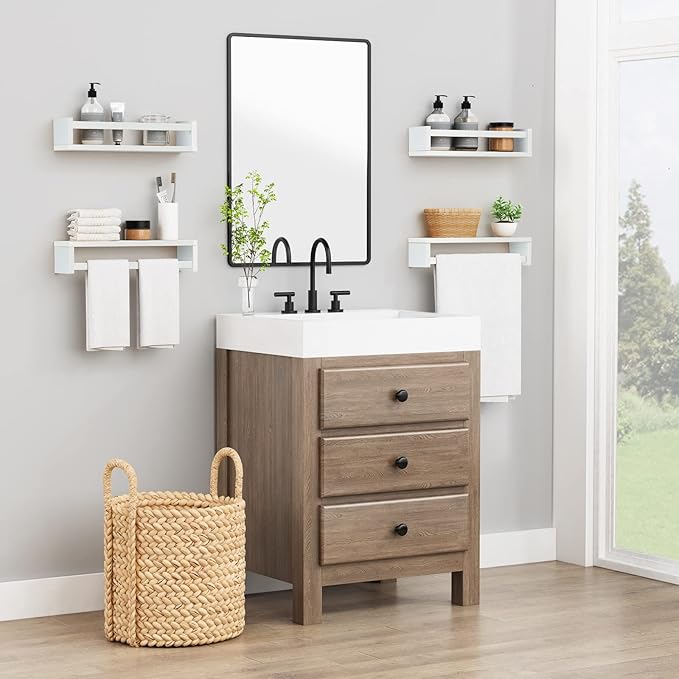 Forbena Floating Nursery Book Shelves for Wall Set of 4, White Wall Bookshelf for Kids Room, Small Wood Book Shelf Bookshelves for Baby Teen Boys Girls Bedoom Bathroom Toy and Decor Storage