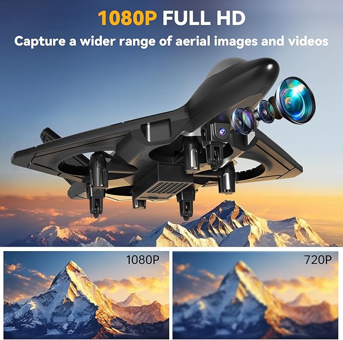 4DRC V31 RC Plane with Camera, Foam Remote Control Drones with Camera for Kids Adults 8-12 12-16, Remote Control Airplane Fighter Jet with Light, 360° Flip Fighter Jet Toy