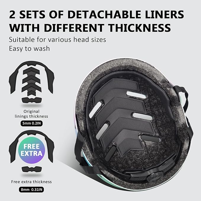 Skateboard Bike Helmet for Adults Women Men Youth Kids (2-3-5-8-14+ Years Boys Girls) - Lightweight Multi-Sport Adjustable Helmets for Bicycle Skateboard Scooter Skate Cycling