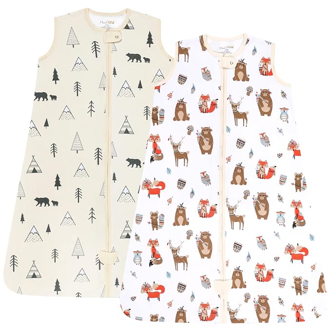 Mama Cheetah Baby Sleep Sack 0.5 TOG, Organic Cotton Baby Wearable Blanket with Two-Way Zipper, Swaddle Transition Baby Sleeping Bag for Newborn Infant Toddler Boy Girl, 24-48 Months