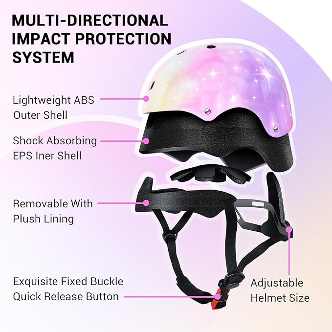 Kids Helmet for 2-3-5-8-14 Ages Girls and Boys, Ventilation and Impact Resistance Toddler Helmet for Multi-Sport Bicycle Scooter Inline Roller Skate and Skateboarding