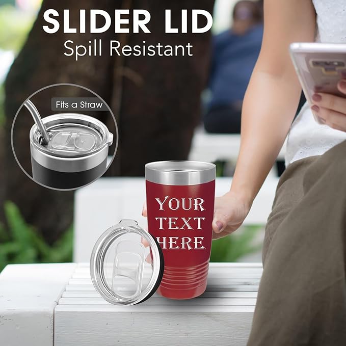 Personalized Tumbler for Women, Custom Coffee Travel Mug, Valentine's Day Gift, Mother’s Day Gift, Small Tumbler with Lid, Keep Drinks Cold and Hot, Engraved Name by iProductsUS (Red, 20oz)