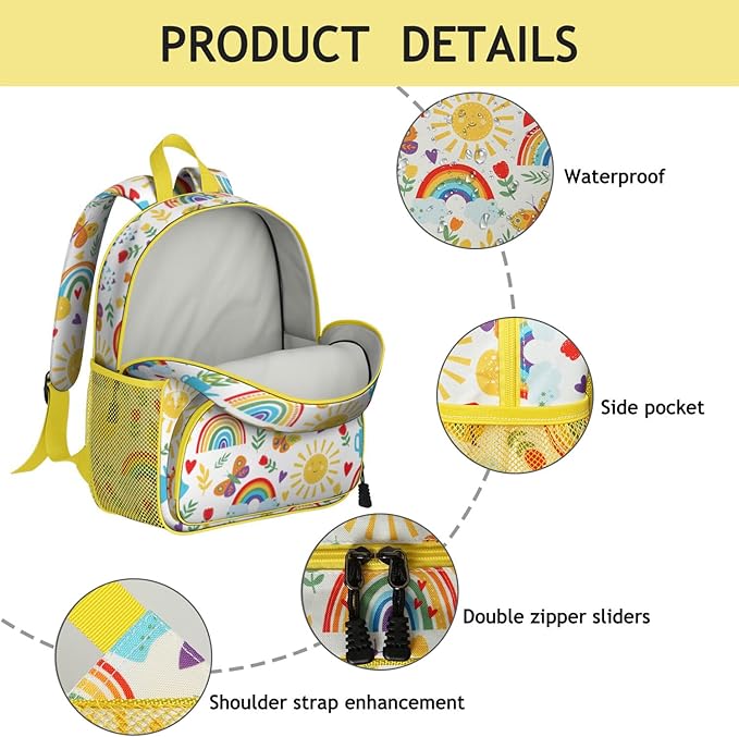 Toddler Backpack for Girls 3-8: Preschool Kindergarten Backpack - Cute Kids Backpacks for Girls Boys-Sunshine