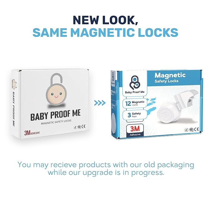 Pack of 12 Magnetic Cabinet Locks for Child Safety with 3 Keys, 3M Adhesive Easy Installation, Baby Proofing Magnetic Locks for Cabinets and Drawers(12 Locks + 3 Keys)