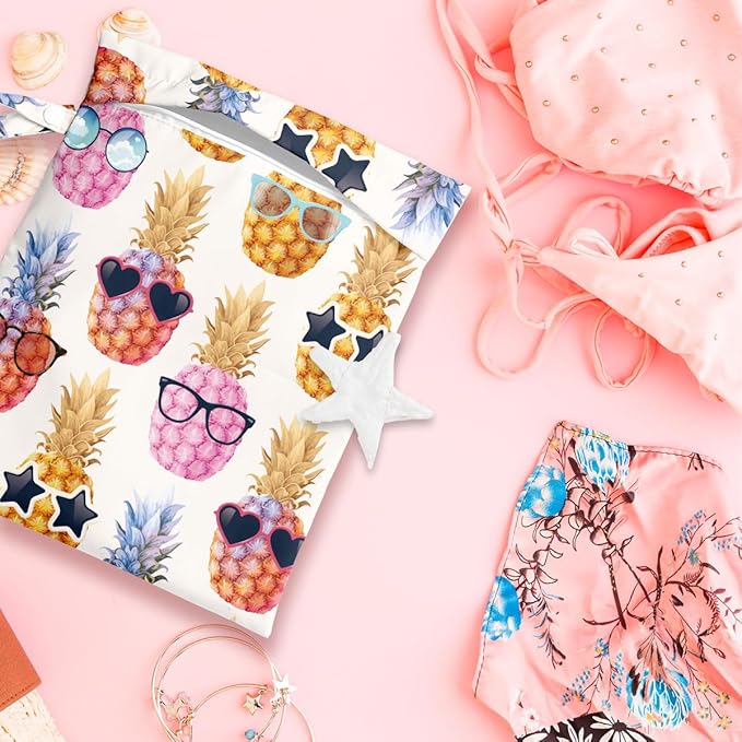 Wet Bag, Wet Dry Bag, Wet Bag for Swimsuit, Travel, Beach, Pool, Diapers, Dirty Yoga Gym Clothes, Makeup Bag, Waterproof Tropical Palm Leaves Decor Jungle Palm Leaf Favors