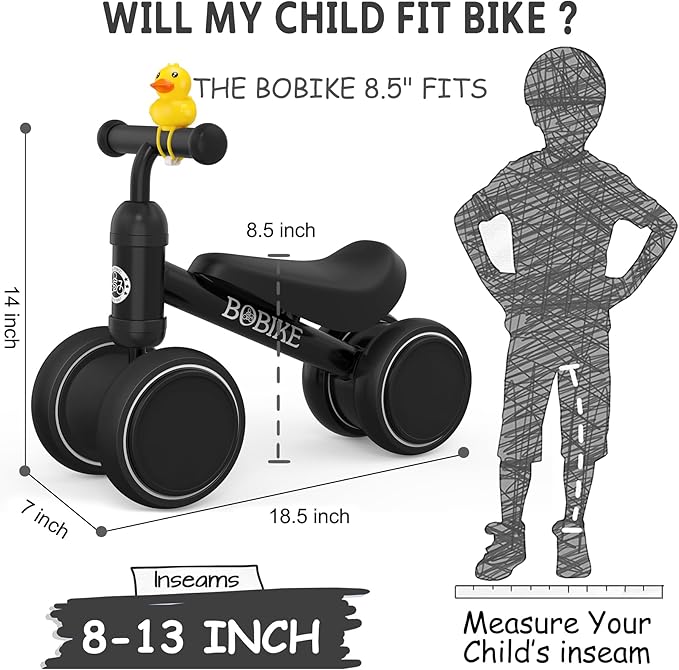 Baby Balance Bike Toys for 12-36 Months Kids Toy Boy and Girls Gifts Toddler Best First Birthday Gift Children Walker No Pedal Infant 4 Wheels Bicycle (Classic, Black)
