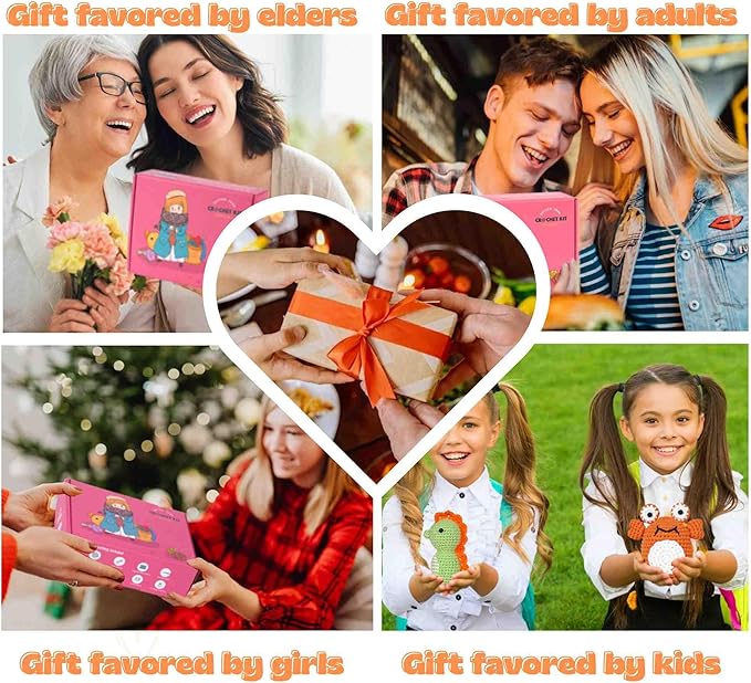 yhwsymgmho Crochet Kit for Beginners: 2-Piece Animal Amigurumi-Kit with Step-by-Step Video Tutorials - Easy Knitting Kit for Adults and Kids - DIY Crocheting Doll Gift (Crabs & Seahorses)