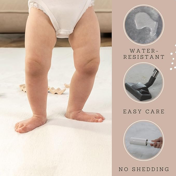 Premium Baby Playmat for Floor 60" x 80" Dark Gray – Cloudsoft Coral Velvet Memory Foam Rug for Crawling – Non-Slip, Water-Resistant, Non-Toxic, Easy-Care Muscle Mat – Thick Play Mat for Baby