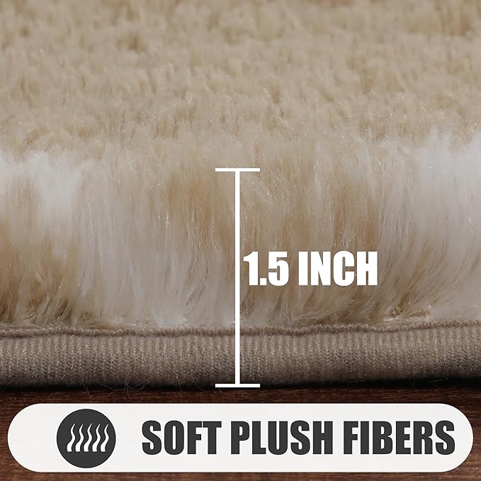 ONASAR 5x7 Area Rugs for Living Room Bedroom, Washable Fluffy Beige and White Shag Rug, Geometric Boho Soft Plush Shaggy Floor Carpet Mat for Nursery Kids Girls Boys Teen Dorm Home Decor Aesthetic
