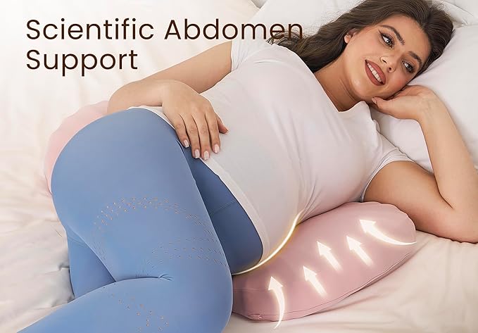 Pregnancy Pillow for Sleeping Memory Foam Pillow for Side Sleeper, Maternity Pillow Support for Back, Belly, HIPS for Pregnant Women, Portable and Adjustable Travel Wedge Pink