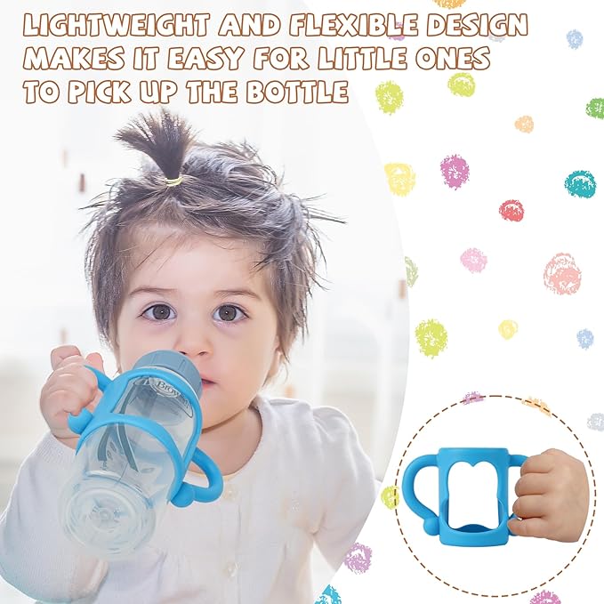 RTMOK Bottle Handles for Dr. Brown's Narrow Baby, Wide-Neck, Removable Easy-Grip Transitional Sippy Cup Handles, 100% Silicone-BPA-Free Material, 4m+