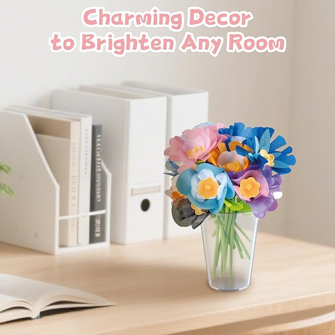 M SANMERSEN Toys Accessories Flower Bouquet Craft Kits Accessories for Making Flowers, DIY Arts & Crafts Accessories-Flowers Market Toy Parts for Kids Toddler Ages 4 5 6 7 8 Year Old Boys