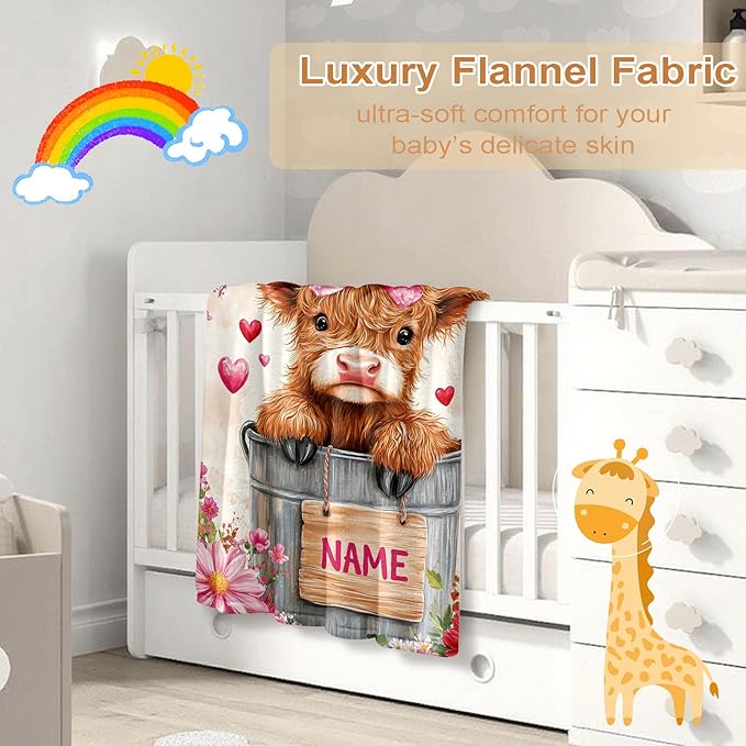 Ship Next Day, Personalized Baby Blanket – Printed in USA, Custom Baby Blanket for Boys & Girls, Baby Blanket with Name, Baby Shower, Easter, Christmas, Birthday Newborn & Toddler Gifts (Style 20)