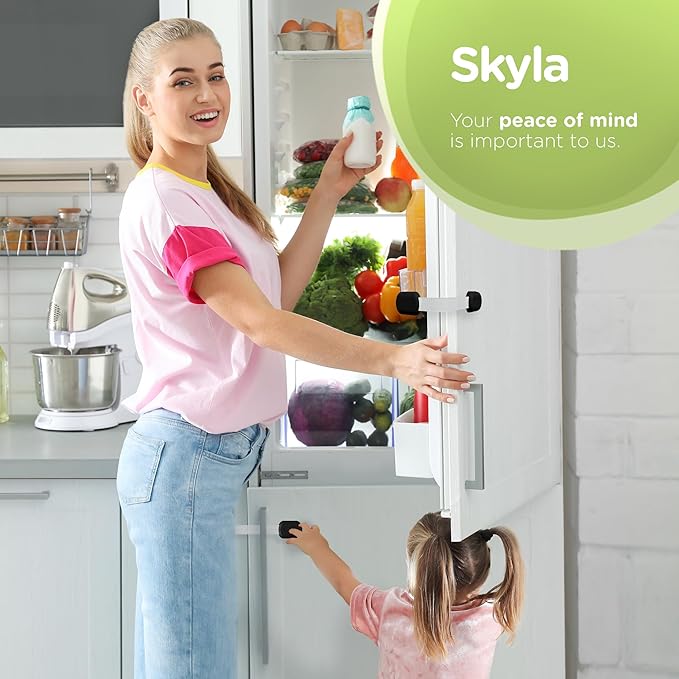 Baby Proofing Child Safety Locks (12 Pack) by Skyla Homes - The Safest, Quickest and Easiest 3M Adhesive Cabinet Latches, No Screws & Magnets, Multi-Purpose for Furniture, Kitchen, Ovens, Toilet Seats