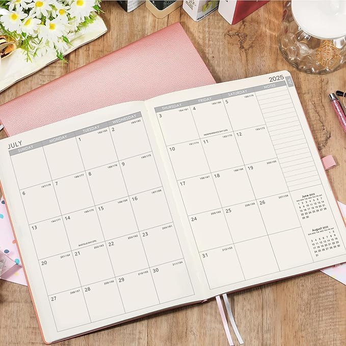 Planner 2025-2026 - JUL 2025 - JUN 2026, Academic Planner 8.5" x 11", 2025-2026 Planner Weekly and Monthly, Leather Cover Planner with Thick Paper, Back Pocket with Notes Pages - Rose Gold