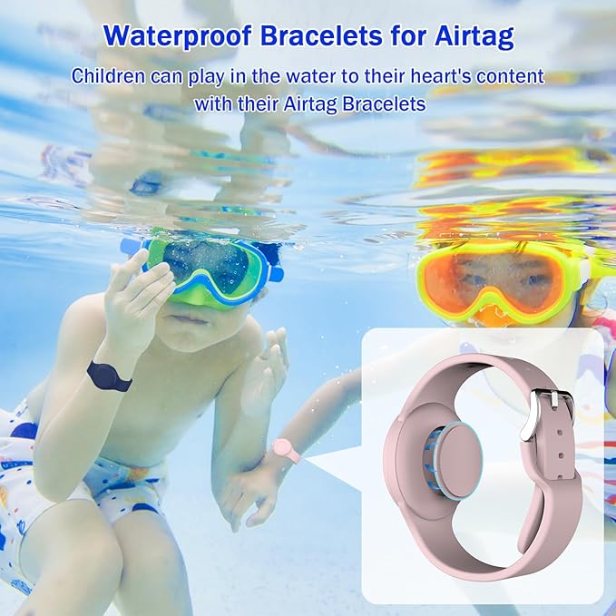 R-fun Waterproof for Air Tag Bracelets [2 Pack] Compatible with Apple Air Tag Finders with Soft Silicone,Anti Lost GPS Item Finders Case Cover,Night Blue/Pink