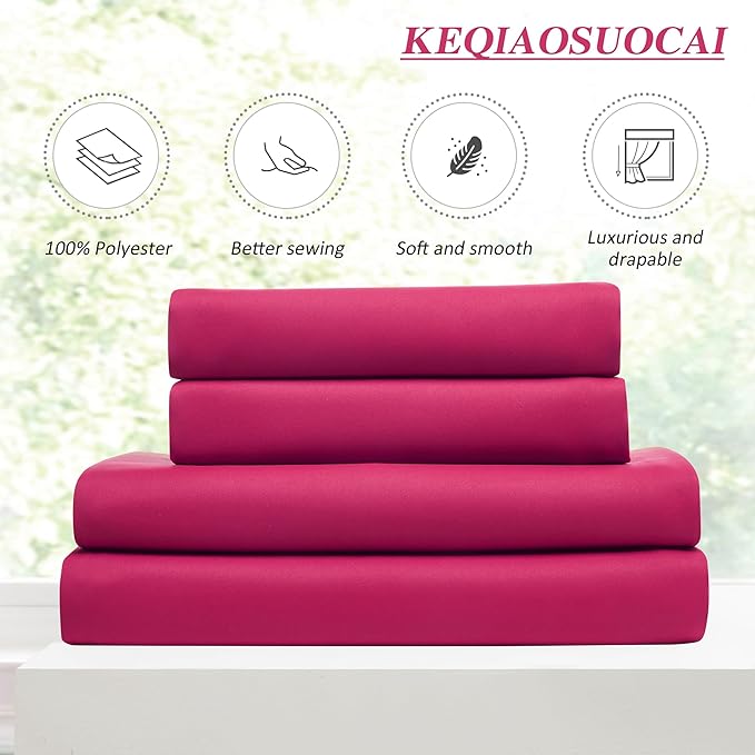 KEQIAOSUOCAI Pinch Pleated Curtains 108 Inches Long, Energy Saving Window Treatment Privacy Drapery for Living Room, Vertical Track System Elegant Hook Panels(Hot Pink, 2 PCs, W40 x L108)