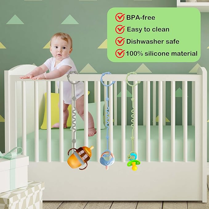 Toy Straps for Baby,RTMOK Silicone Setpacifier Clip,Applies to Car Seat Toy,Teether Toy,High Chair,Stroller Accessories,Baby Toy Clips,Cribs,Rocking Chair