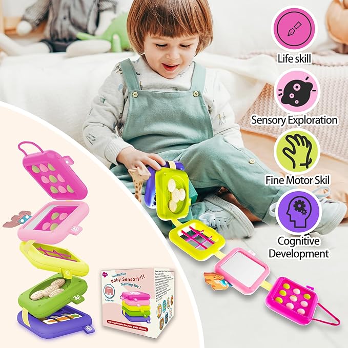 weirtoya Busy Board for 1 Year Old, Toddler Travel Toys for Toddler 1-3 Montessori Toys for 1 Year Old Travel Activities Cube Gifts for Baby Boy Girl My First Montessori Busy Board