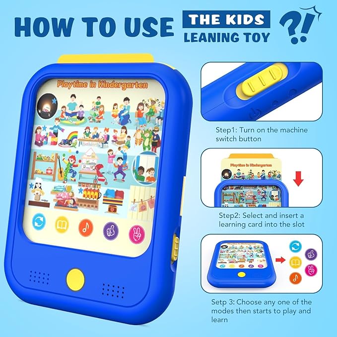 Kids Learning Tablet Educational Learning Pad for Toddlers 2-5 to Learn Alphabets, Numbers, Foods, Time, Music, Talking Cards for Toddlers，Learning Educational Toy Kids Gifts
