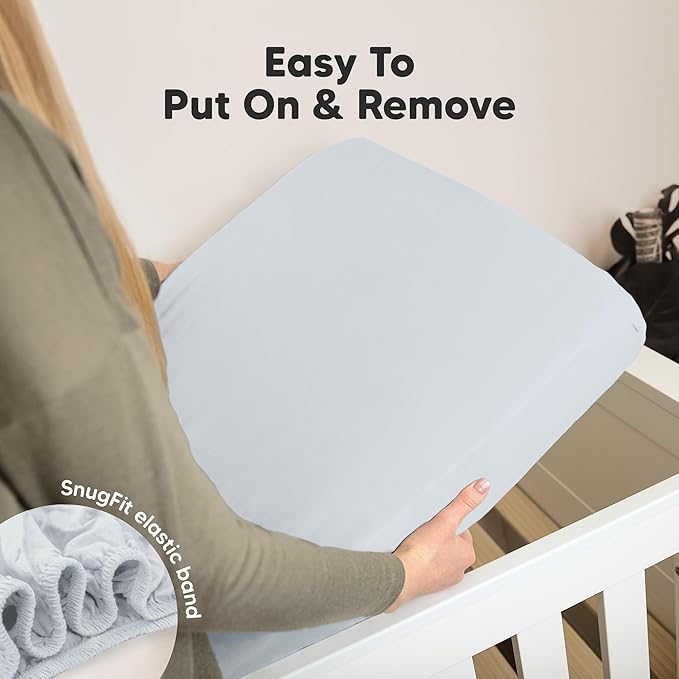 KeaBabies 2-Pack Organic Crib Sheets for Boys, Girls - 52x28 Fitted Crib Mattress Sheet Neutral, Breathable Jersey Cotton Cover for Baby Bed, Toddler Mattress, Soft & Cute Prints (Hazy)