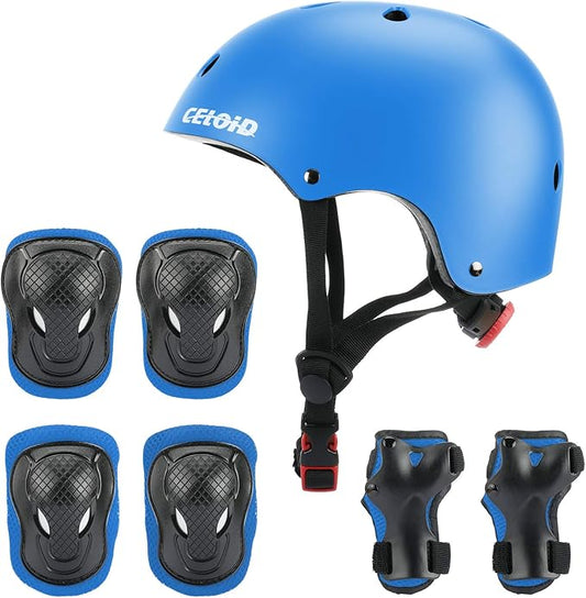 Kids Bike Skateboard Helmet Pad Set,Toddler Cyling Protective Gear Knee & Elbow Pads Wrist Guards for 5-8-10-12-14-16 Years Girls Boys Bicycle Scooter Roller Skate Inline Skating Rollerblading