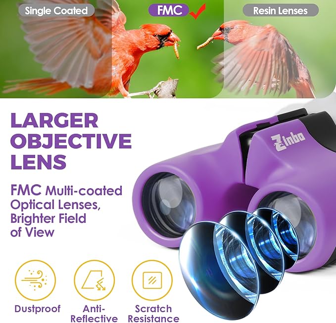 Binoculars for Kids, Toys for 3-12 Year Old Girls and Boys, Bird Watching Hiking 4 5 6 7 8 9 Year Old Girl Boy Christmas Birthday Gifts, Outdoor Toys for Kid Set with Magnifying Glass & Compass