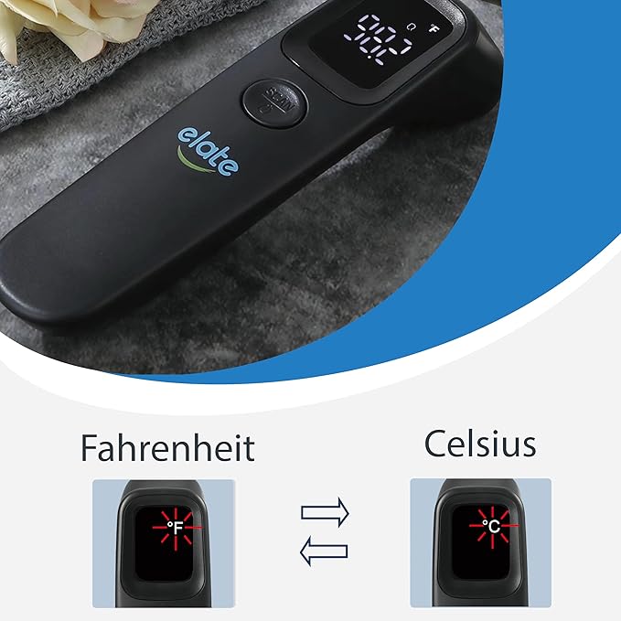 Elate Non-Contact Forehead Thermometer for Adults and Kids, No-Touch Digital Baby Thermometer for Infants/Newborns, Medical Grade, FSA HSA Eligible, Touchless Temporal Thermometer for Fever