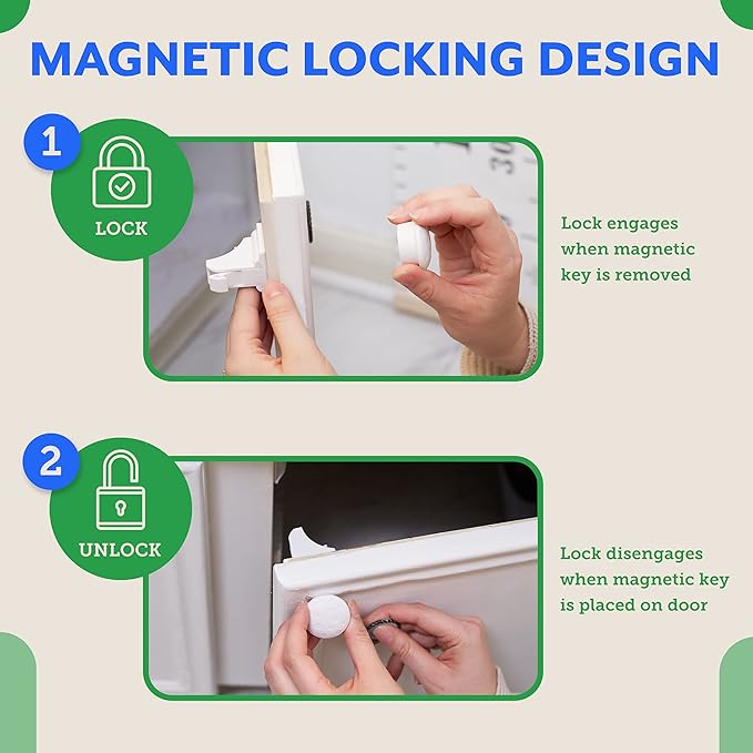Eco-Baby Universal Replacement Keys for Magnetic Cabinet Locks [3 Universal Keys] Child Safety for Drawers and Cabinets - 3 Keys for Child Proof Kitchen Bathroom Cabinet Locks