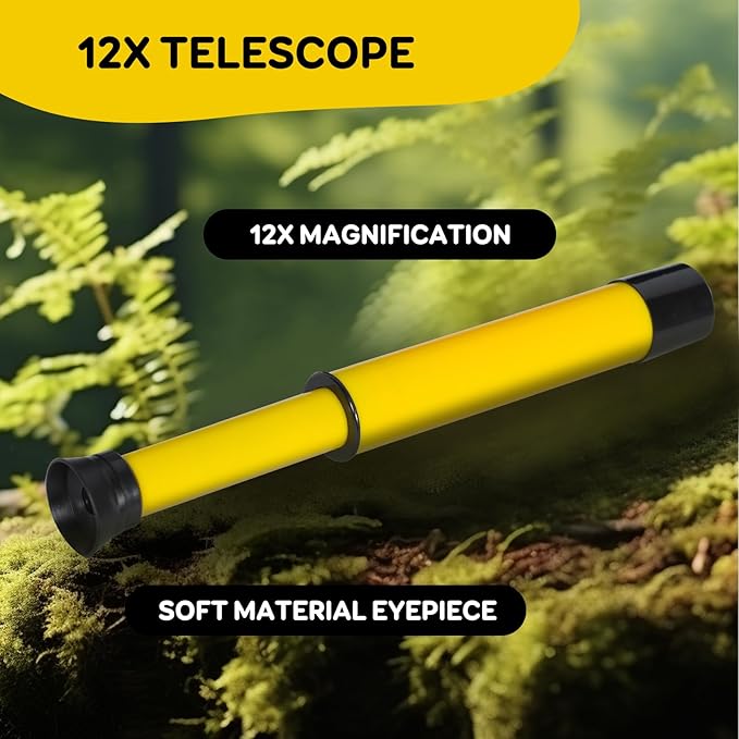 KON-TIKI 4-in-1 Kids Explorer Kit – 4x30 Binoculars with Compass, 20x–40x Handheld Microscope, 12x30 Telescope, Glow-in-The-Dark Compass – Outdoor Adventure & Nature Exploration Toy for Ages 4+