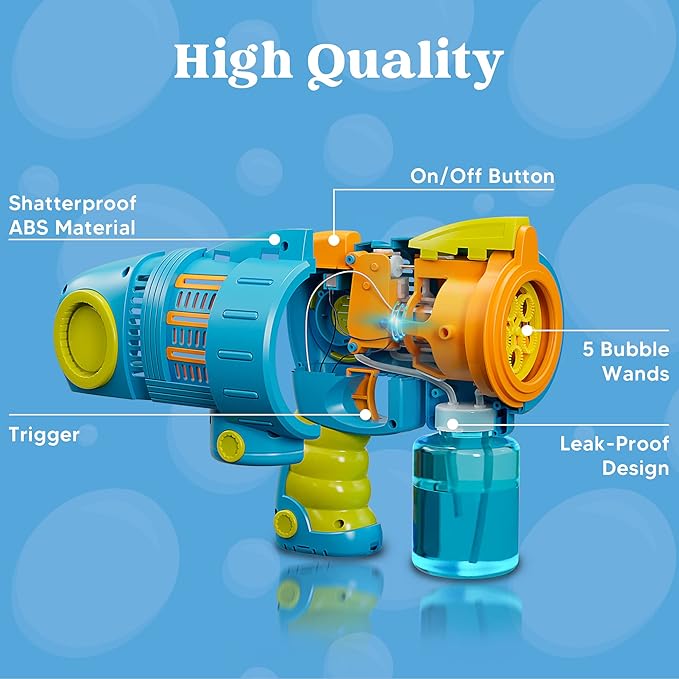 Sloosh 2 Packs Bubble Gun Machine with Refill Solution, Automatic Bubble Maker Blower for Kids, Outdoors, Party, Easter, Summer, Easter Basket Stuffers, Birthday Gift