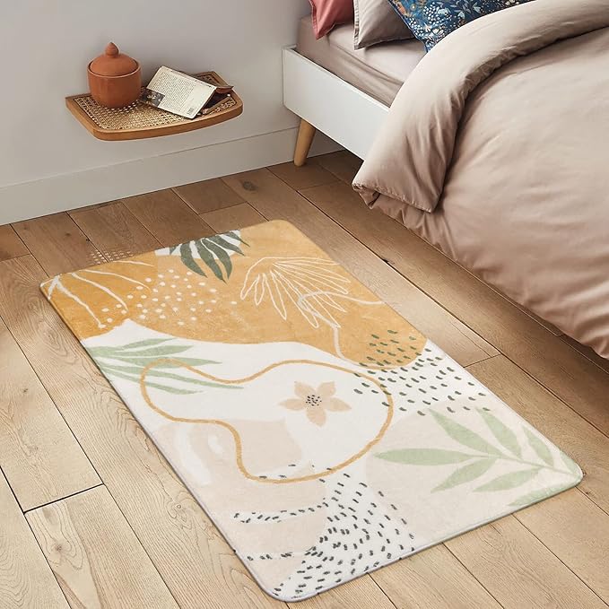 Lahome Boho Washable Kitchen Rug - 2x3 Small Non-Slip Entry Rugs for Inside House Soft Throw Area Rugs for Bedroom Botanical Print Floor Doormat Carpet for Bathroom Entryway Laundry Room Kids Room