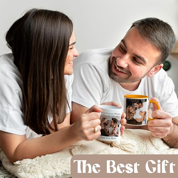 Custom Photo & Text Mug Add Personalized Text, Upload Your Image Personalized 11.5oz Mug Choose From Various Designs The Suitable Gift for Parents (C02 TEXT & PHOTO)