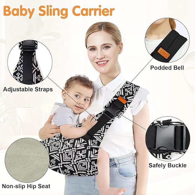 Baby Sling Carrier,Toddler Carrier,Upgraded 2025 Baby Sling with 4 Adjustable Straps(10-30lbs),Lightweight,Portable and One Size Fits All(Grey)