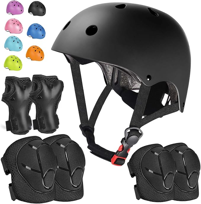 Kids Bike Helmet Set Adjustable Helmet for Ages 3-15 Kids Toddler Boys Girls Youth, Multi-Sport Bicycle Skateboarding Football Rollerskating Scooter Rollerblade Balance Bike Helmets
