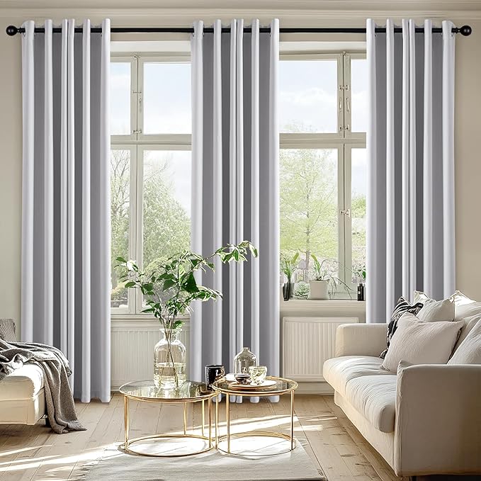 MIULEE Blackout Curtains for Bedroom Living Room 72 Inches Long 2 Panels, Thermal Insulated Room Darkening Drapes Solid Grommet Top Light Blocking Window Curtains W40 x L72 Inch Greyish White