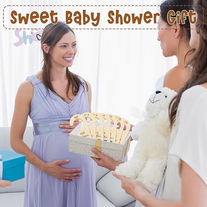 R HORSE Wooden Baby Closet Dividers - 8Pcs Double-Sided 3D Purple Bow Baby Closet Organizer Newborn Clothes Size Hanger Dividers Nursery Decor Baby Shower Birthday Gift for Boy Girl (0-24 Months)