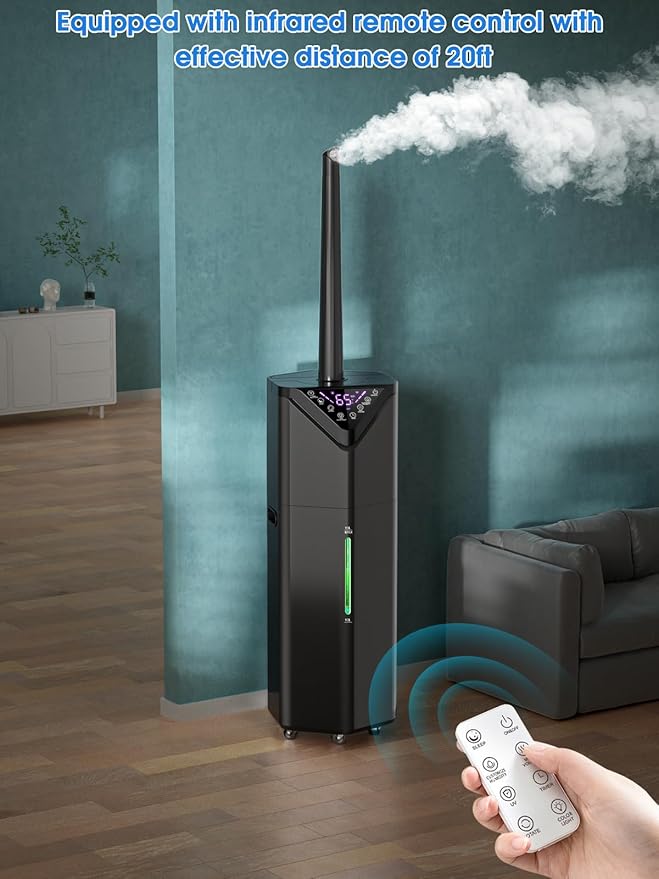 5Gal Humidifiers for Bedroom Large Room 2800 sq ft, 19L Quiet Humidifiers for Large Room, Floor Humidifier with 6 Mist Mode & Auto 180°Mist Tube for Home Whole House School Office Commercial Plants