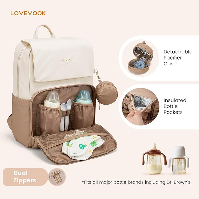 LOVEVOOK Diaper Bag Backpack, Baby Travel Bags for Boys & Girl, Toddler Waterproof Diaper Bag w/Changing Pad, Stroller Straps, Pacifier Case, Newborn Essentials Must Haves Mom