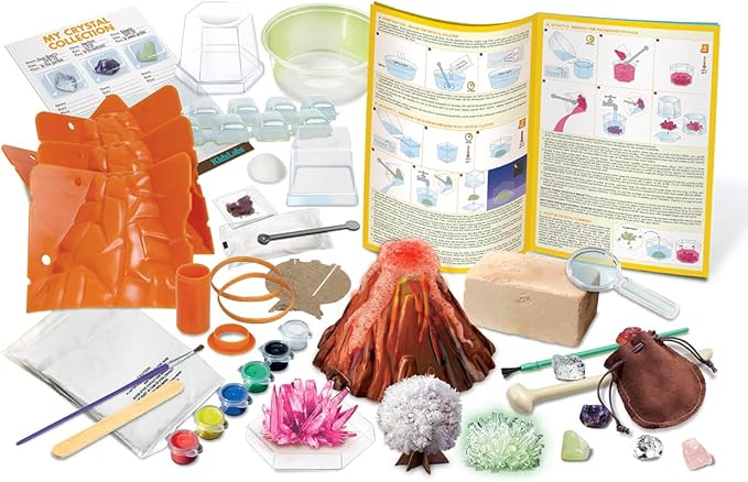 4M - STEAM Earth Science - Educational Science Kits for Kids Ages 5+ with 5 Experiments: Volcano Eruption, Excavate Crystals, Crystal Growing, & More - Hands-On Geology STEM Learning Science for Kids
