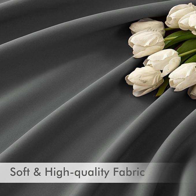 MIULEE Back Tab Grey Blackout Curtains 108 Inch Long 2 Panels Set for Living Room Bedroom Privacy, Rod Pocket/Pinch Pleated Extra Long Thermal Insulated Room Darkening Light Blocking Curtains/Drapes